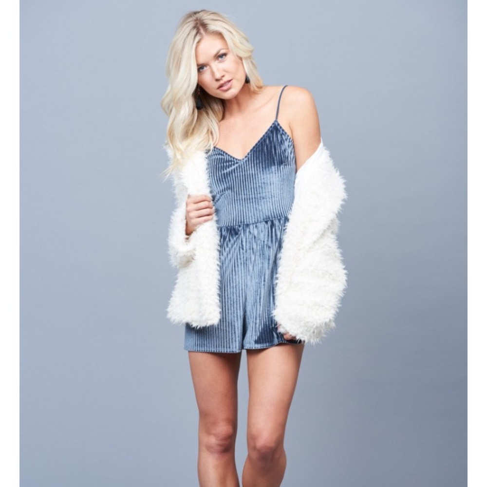 Vestique Ice Ice Baby Blue Velvet Romper